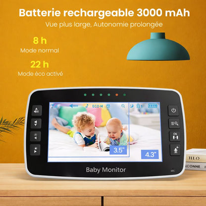 Babyphone Vidéo HD avec Caméra Motorisée + Écran LCD